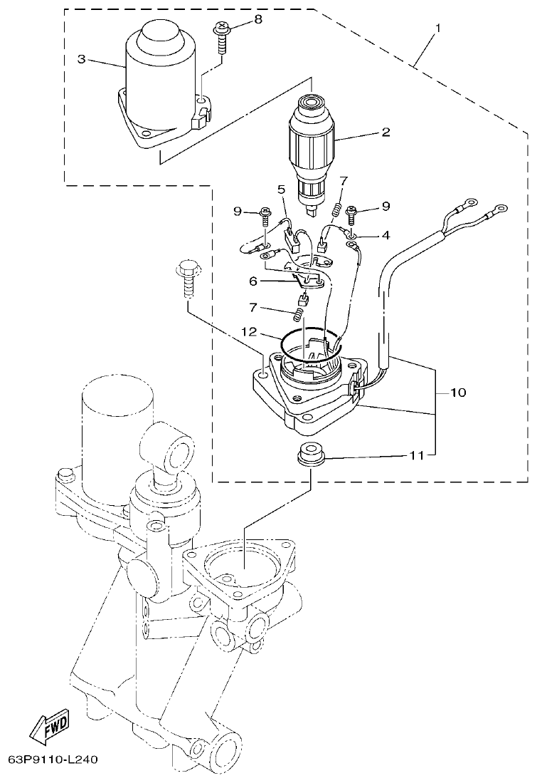 Yamaha F150DET, FL150DET POWER TRIM & TILT ASSY 2 parts diagram